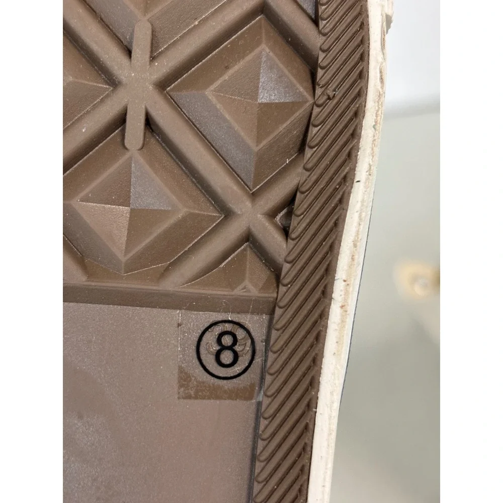 Ccocci Womens High Top Canvas‎ Sneakers Off White Smiley Face Patch Size 8